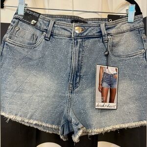 Derek Heart Blue High Waist Denim Shorts